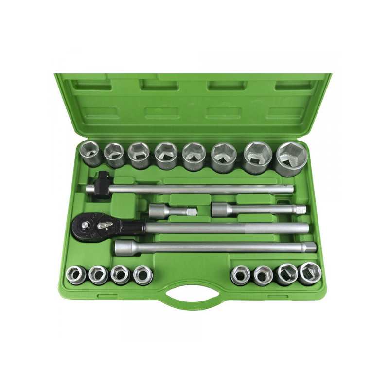 COFFRET OUTILLAGE DOUILLES 22 PIÈCES CLIQUET DE 3/4" 6 PANS 53397