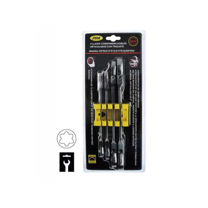 OUTILLAGE JEU 4 CLÉS POLIGONALES A CLIQUET ARTICULÉES 50754 OUTILLAGE JEU 4 CLÉS POLIGONALES A CLIQUET ARTICULÉES 50754
