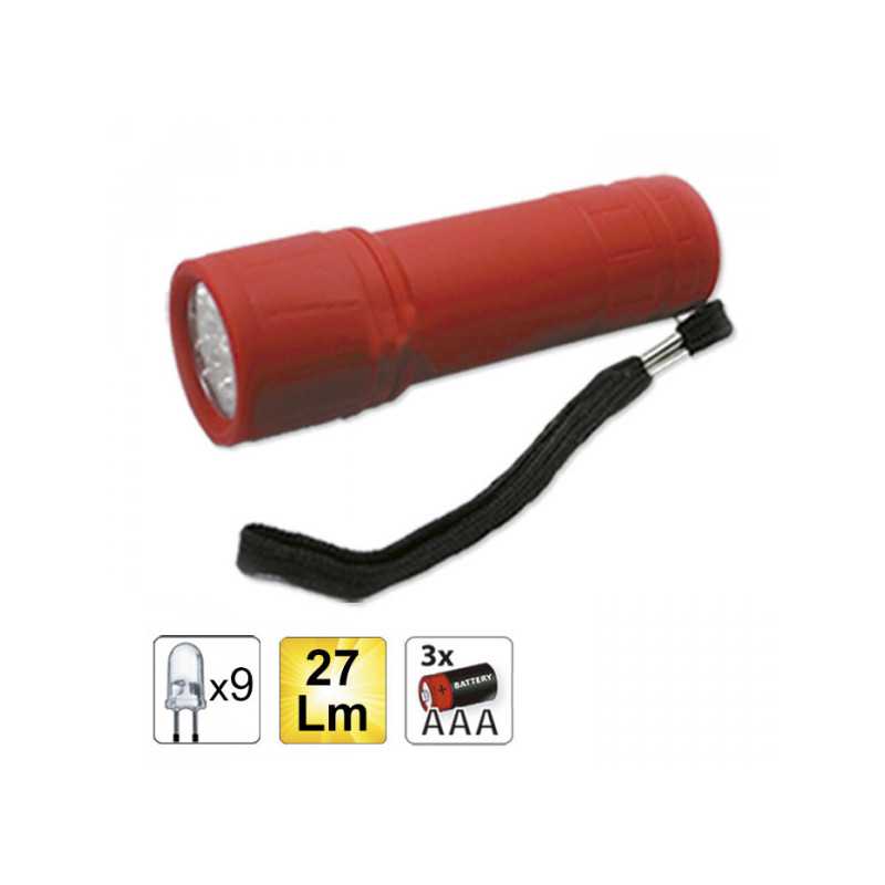 LAMPE TORCHE DE 9 LEDS ROUGE 52557