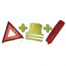 KIT DE SÉCURITÉ + GILET FLUO + TRIANGLE DE PRESIGNALISATION + POCHETTE ROUGE AVEC RIVET 53090