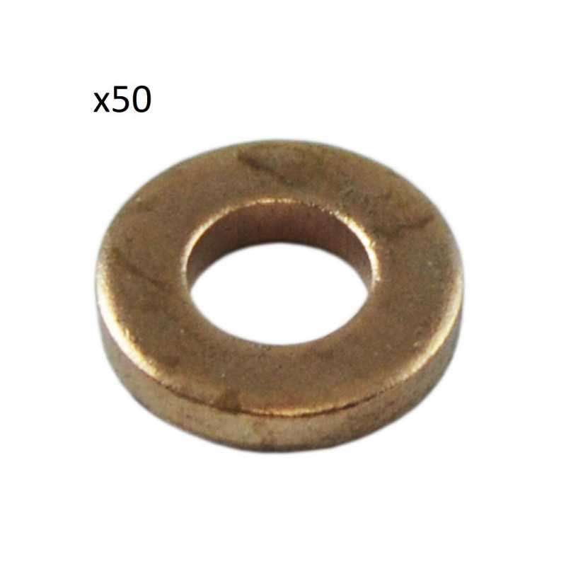 50 RONDELLES DE CUIVRE POUR INJECTEURS (16,0 x 7,5 x 1,7MM) 13830 *50