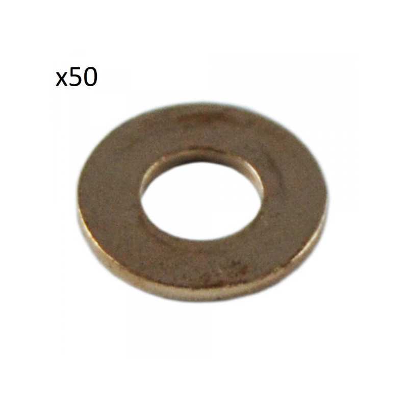 50 RONDELLES DE CUIVRE POUR INJECTEURS (16,0 x 7,5 x 2,0MM) 13831 *50