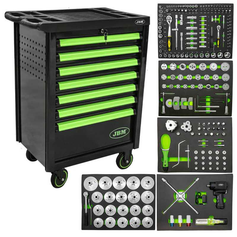 SERVANTE VERTE D'OUTILS SPÉCIAL AVEC TOUS LES OUTILS POUR L'ENTRETIEN DES VÉHICULES 53514 SERVANTE VERTE D'OUTILS SPÉCIAL AVEC TOUS LES OUTILS POUR L'ENTRETIEN DES VÉHICULES 53514