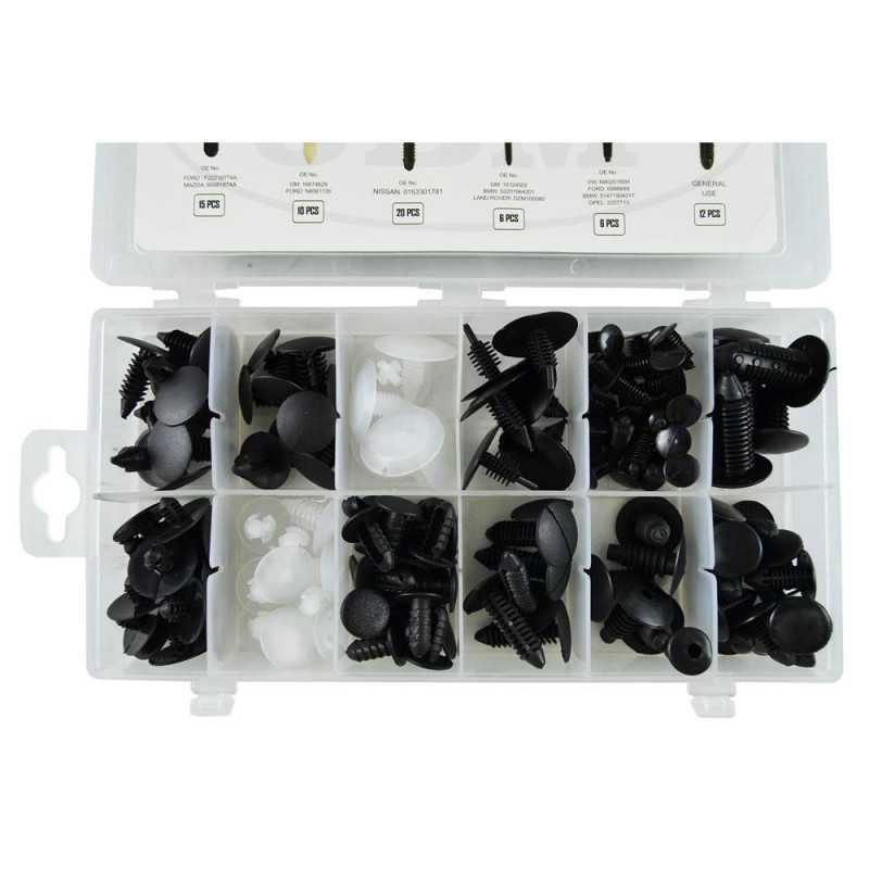 COFFRET DE CLIPS EN PLASTIQUE UNIVERSEL 128 PCS 52888