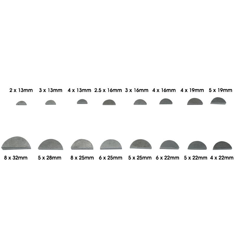 Sourcing Map Clavettes Demi-Lune 10pcs Acier 45# - 19x7.5x5mm | Pour Machines, Outils, Arbres | Jeu De Clés Mécaniques